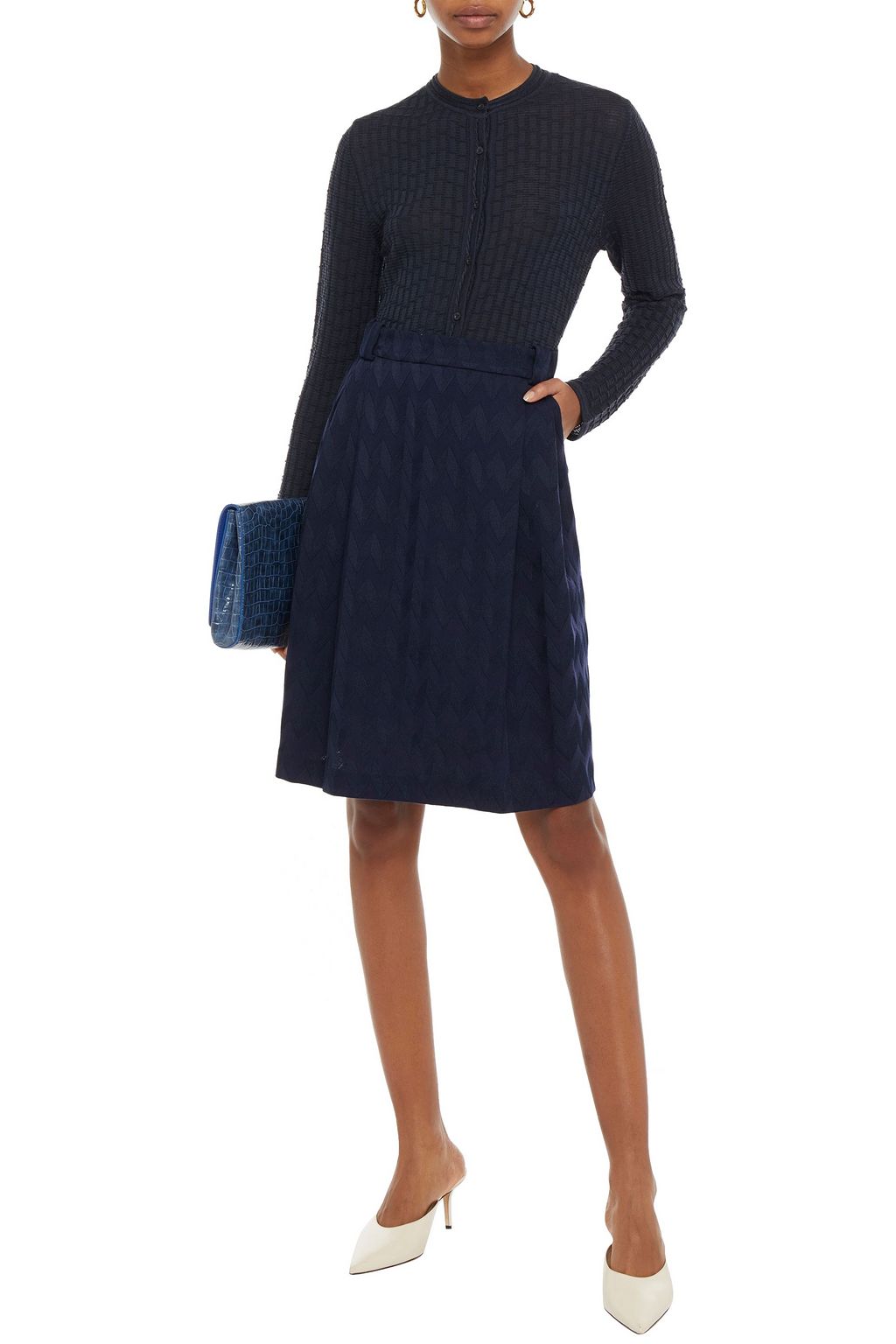 MISSONI Pleated jacquard-knit skirt