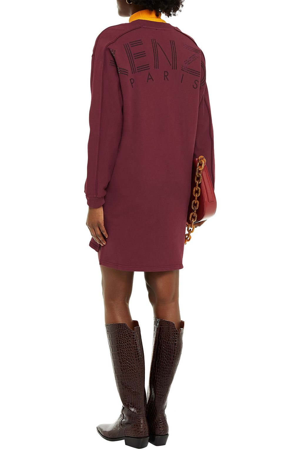 KENZO Glittered logo-print French cotton-terry mini dress
