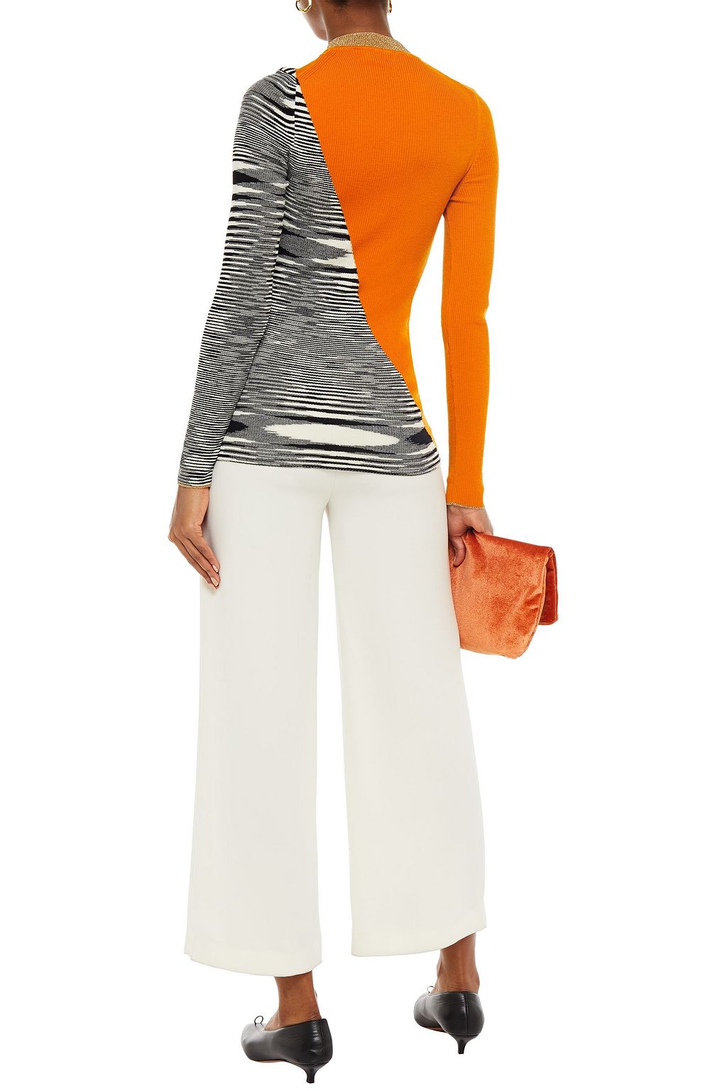MISSONI Paneled metallic-trimmed wool-blend sweater