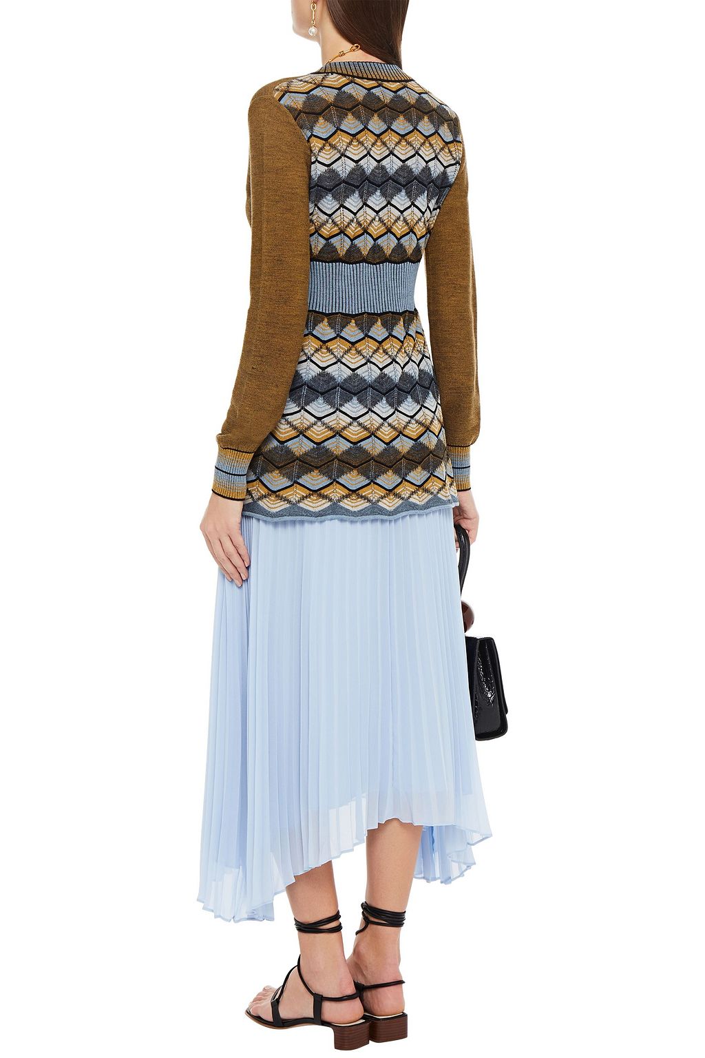 M MISSONI Paneled crochet-knit wool-blend cardigan