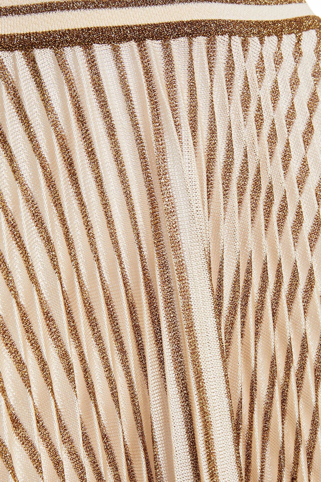 MISSONI Pleated metallic crochet-knit skirt