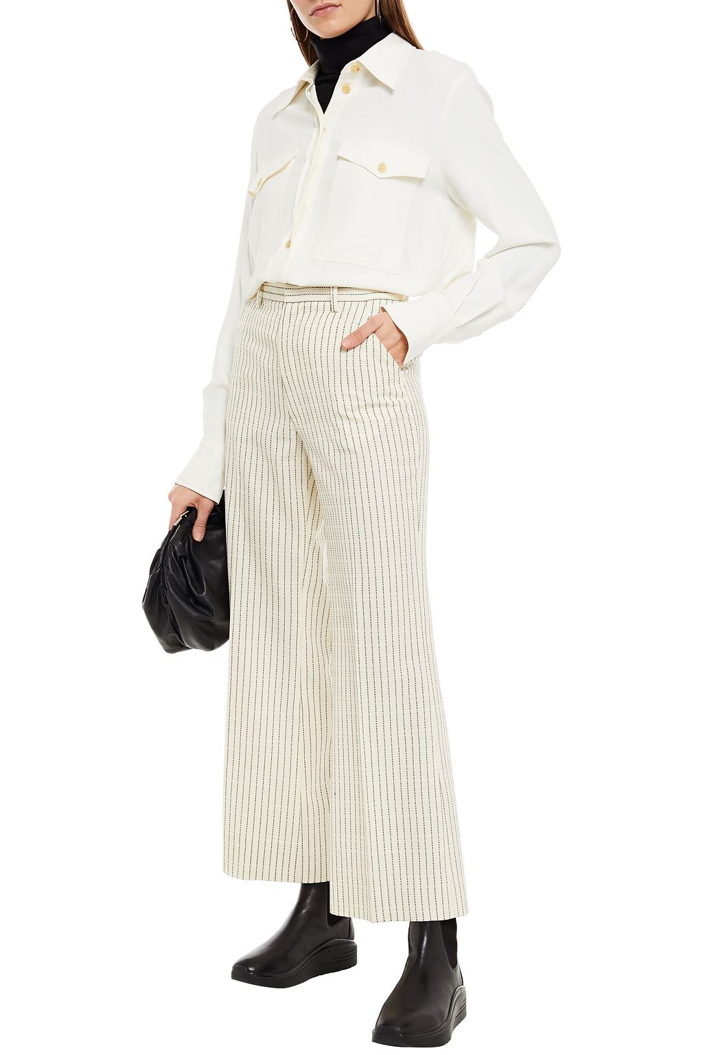 MAISON MARGIELA Cropped wool-jacquard bootcut pants