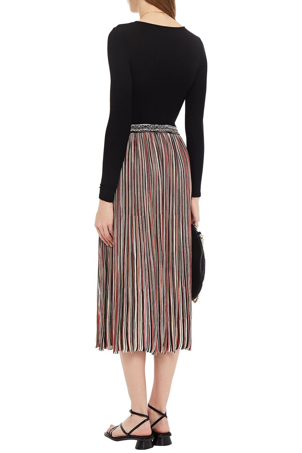 MISSONI Pleated crochet-knit midi skirt