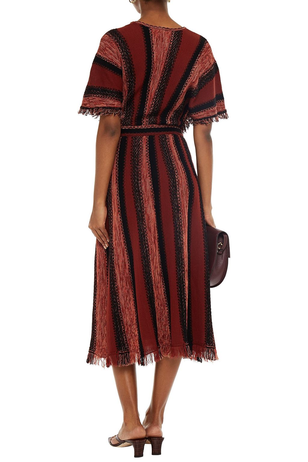 M MISSONI Frayed striped crochet-knit wool-blend kaftan