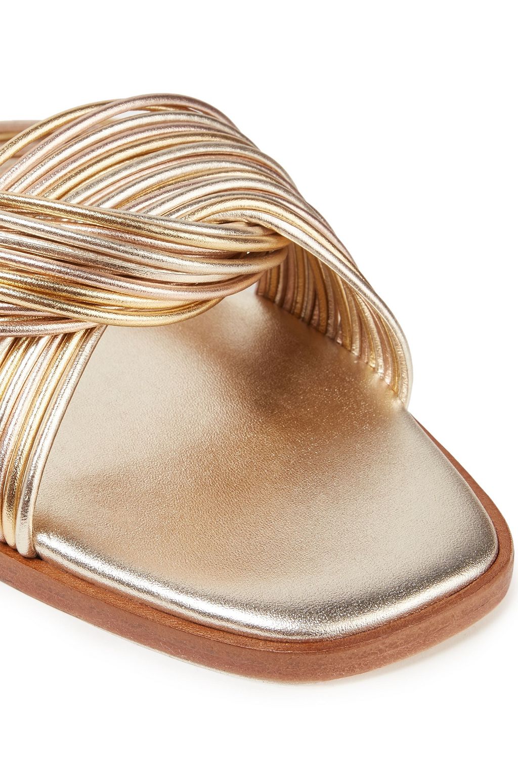 ALICE + OLIVIA Twisted metallic leather slides