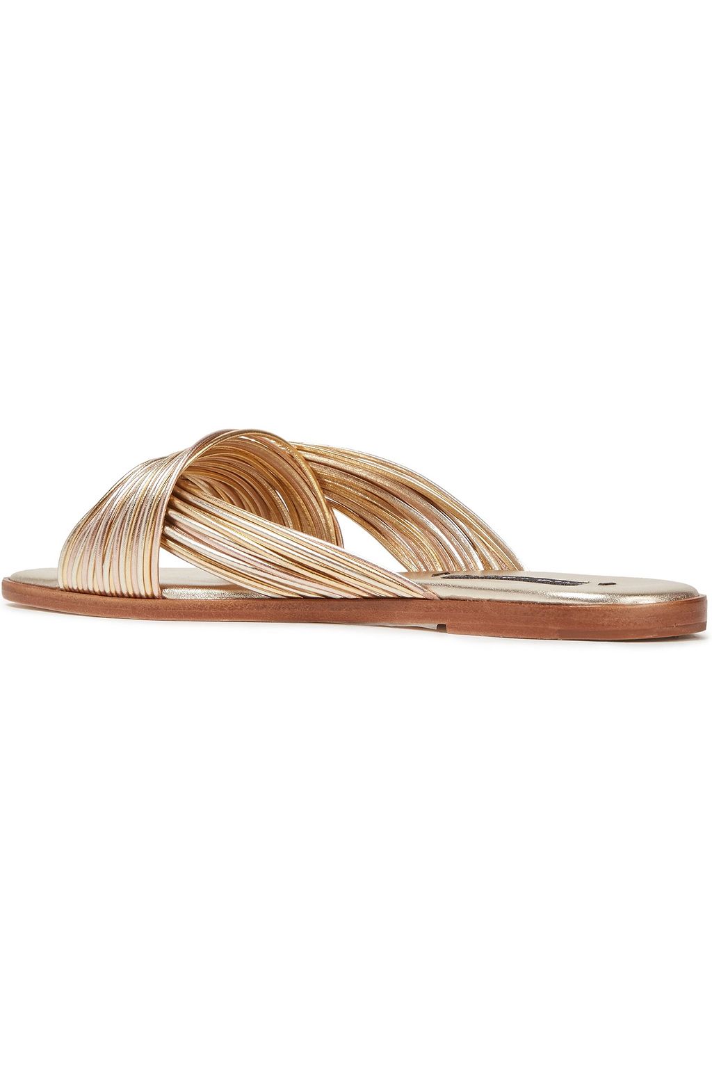 ALICE + OLIVIA Twisted metallic leather slides
