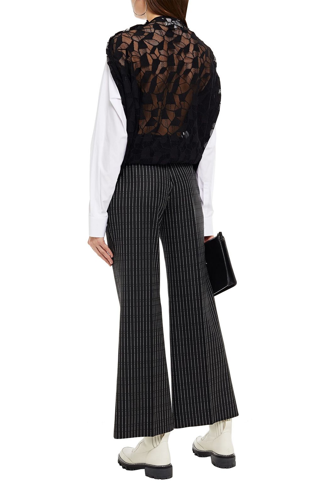 MAISON MARGIELA Cropped wool-jacquard bootcut pants