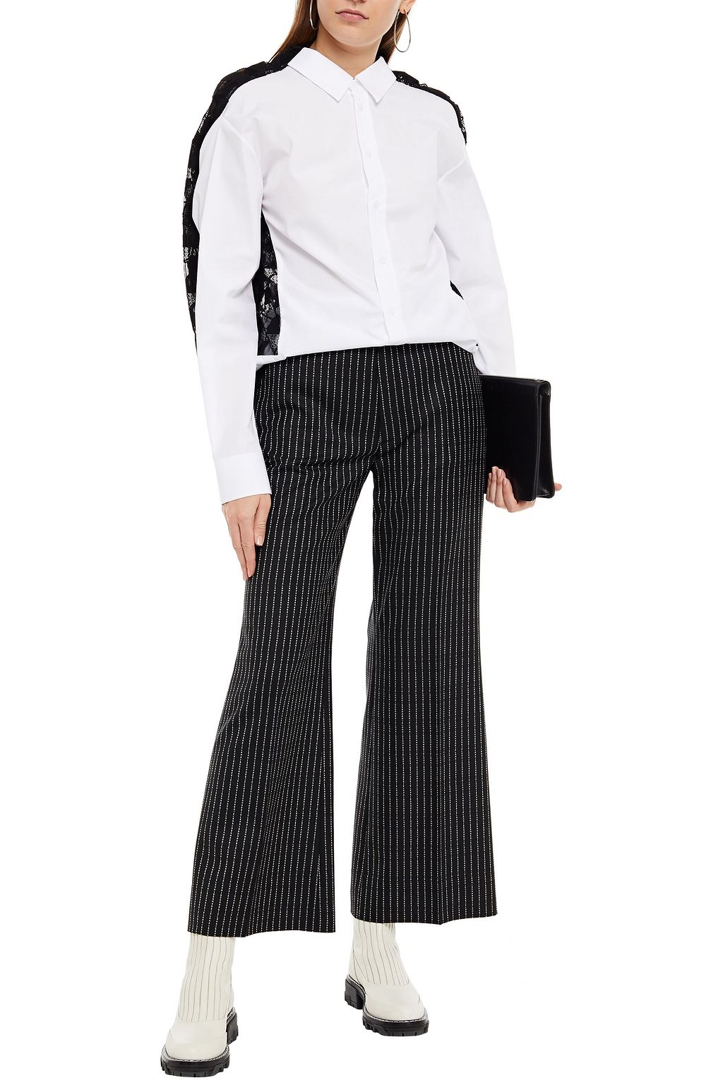 MAISON MARGIELA Cropped wool-jacquard bootcut pants
