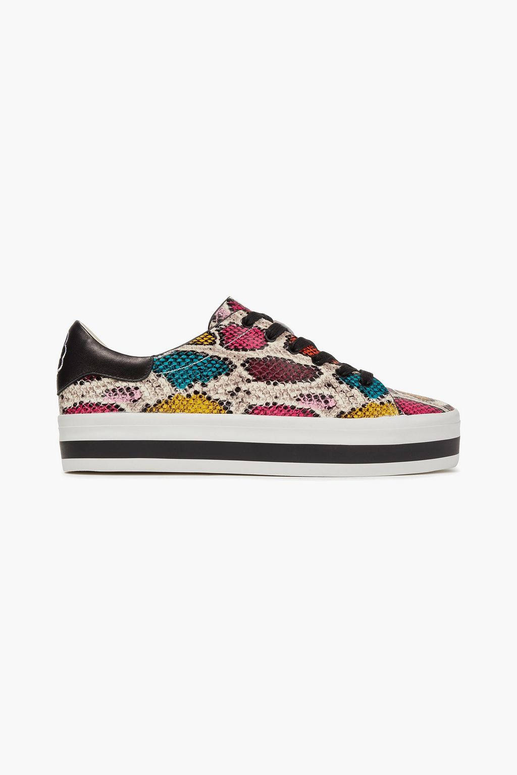 snake effect leather platform trainers