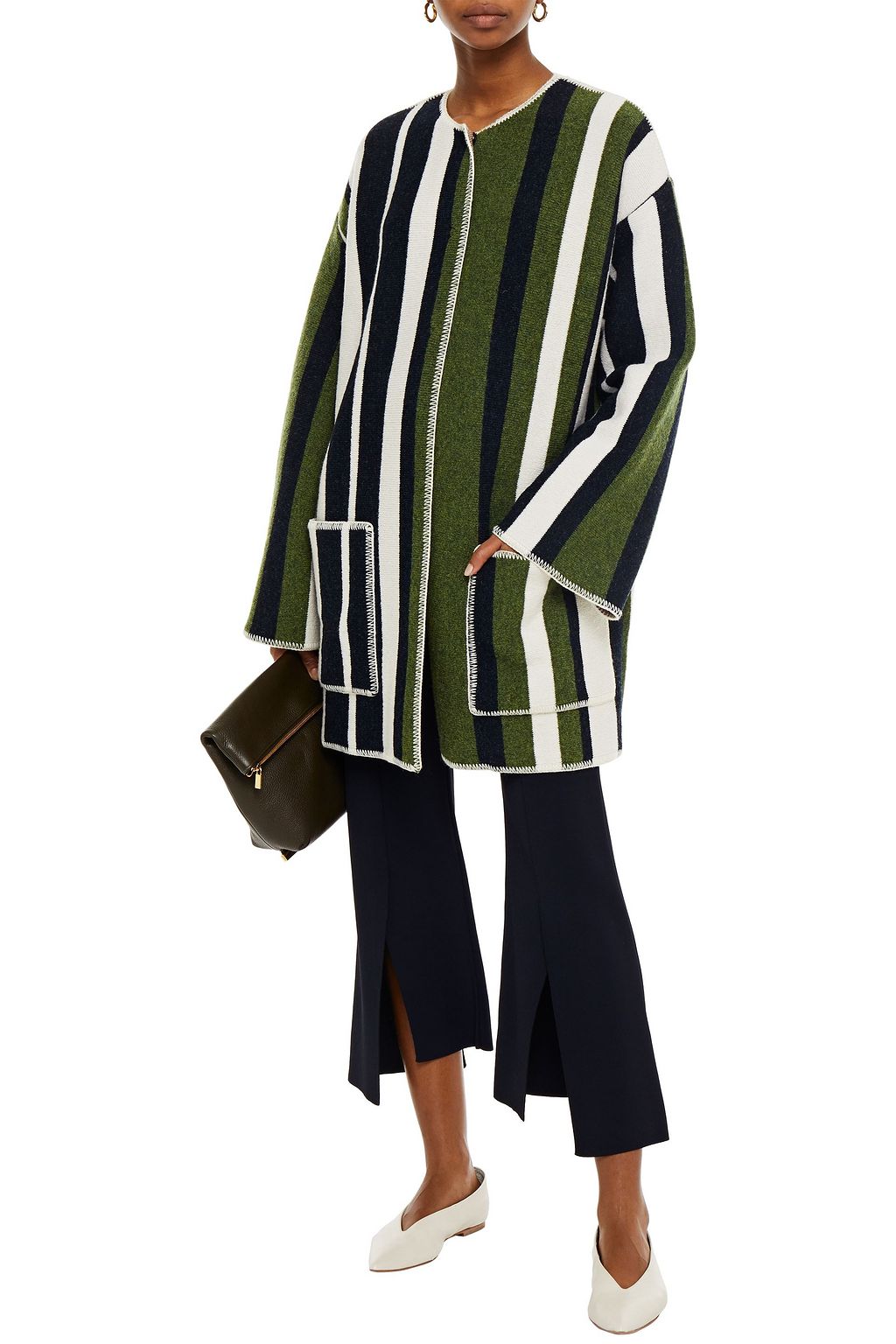 M MISSONI Oversized striped jacquard-knit wool-blend coat