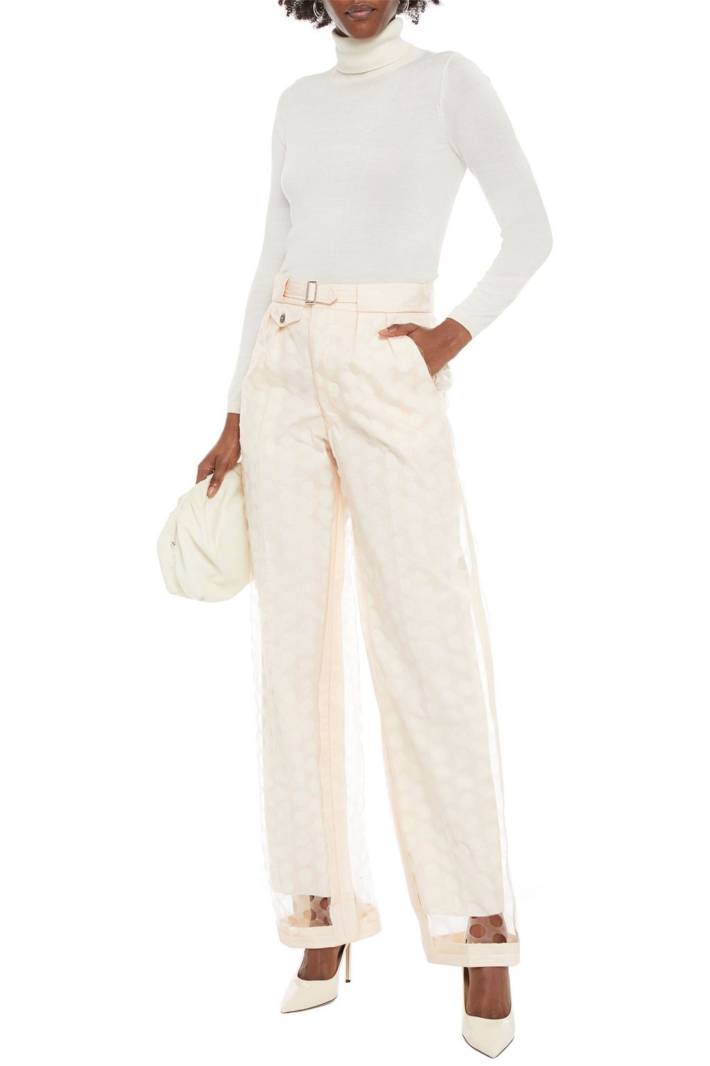 MAISON MARGIELA Layered cutout organza and woven tapered pants