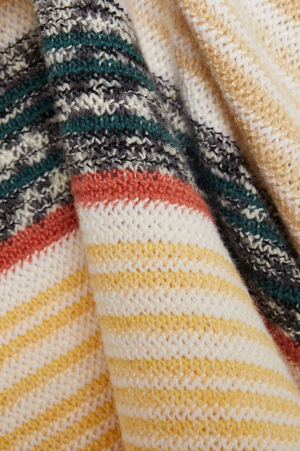 MISSONI Belted striped wool-blend cardigan