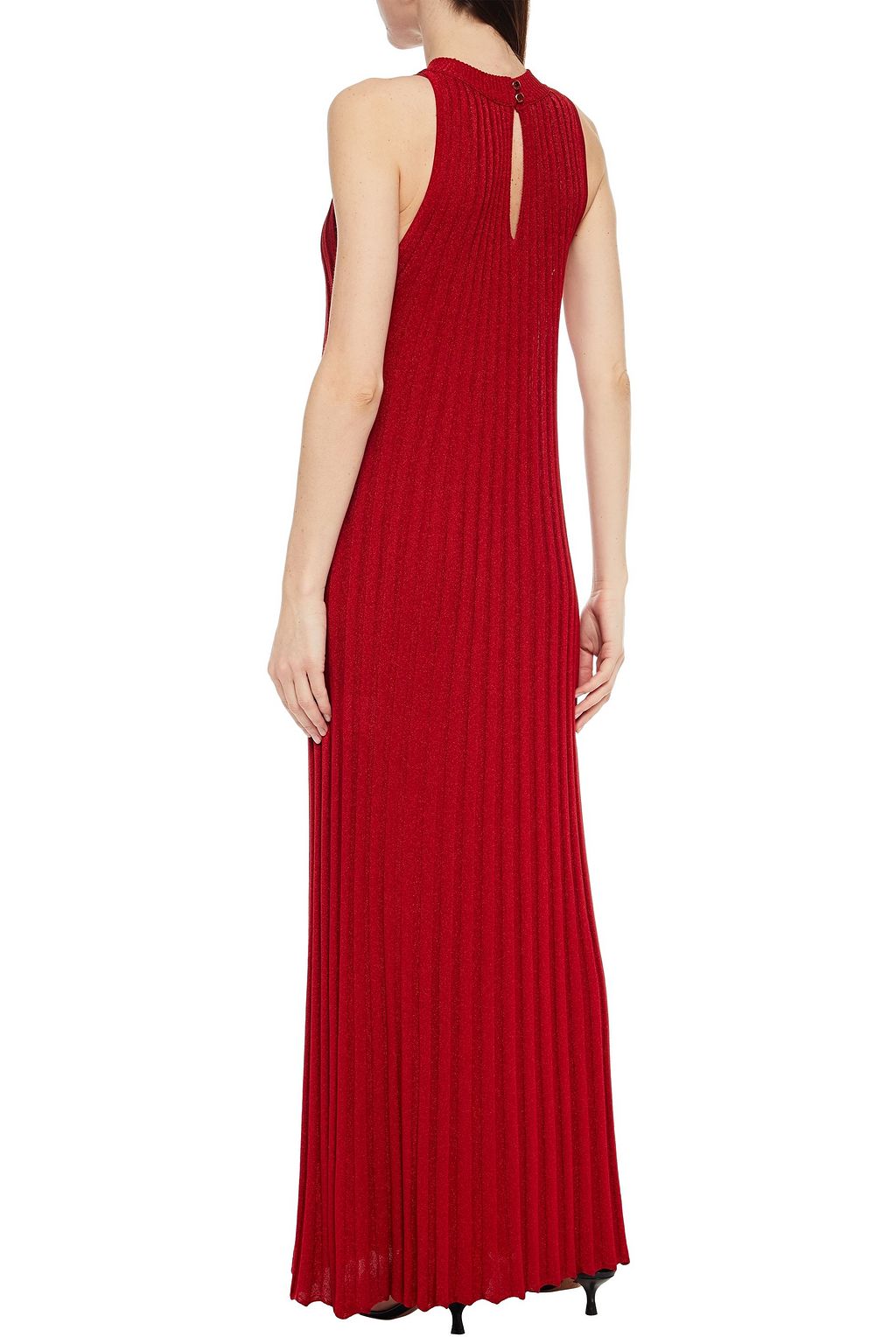 MISSONI Cutout metallic ribbed-knit maxi dress