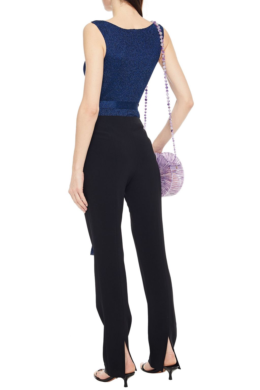 MISSONI Belted metallic ribbed-knit top