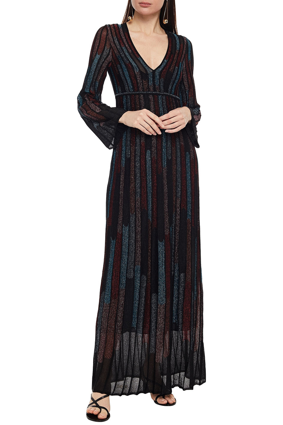 M Missoni Metallic Crochet-knit Maxi Dress In Black