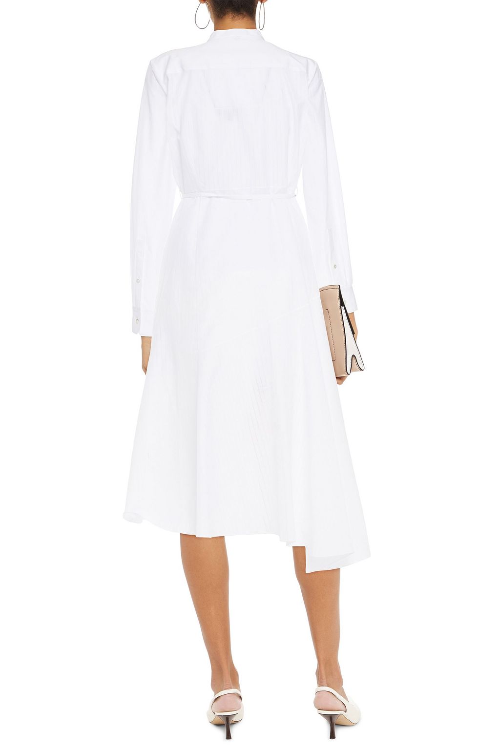 THEORY Asymmetric belted cotton midi dress | THE OUTNET