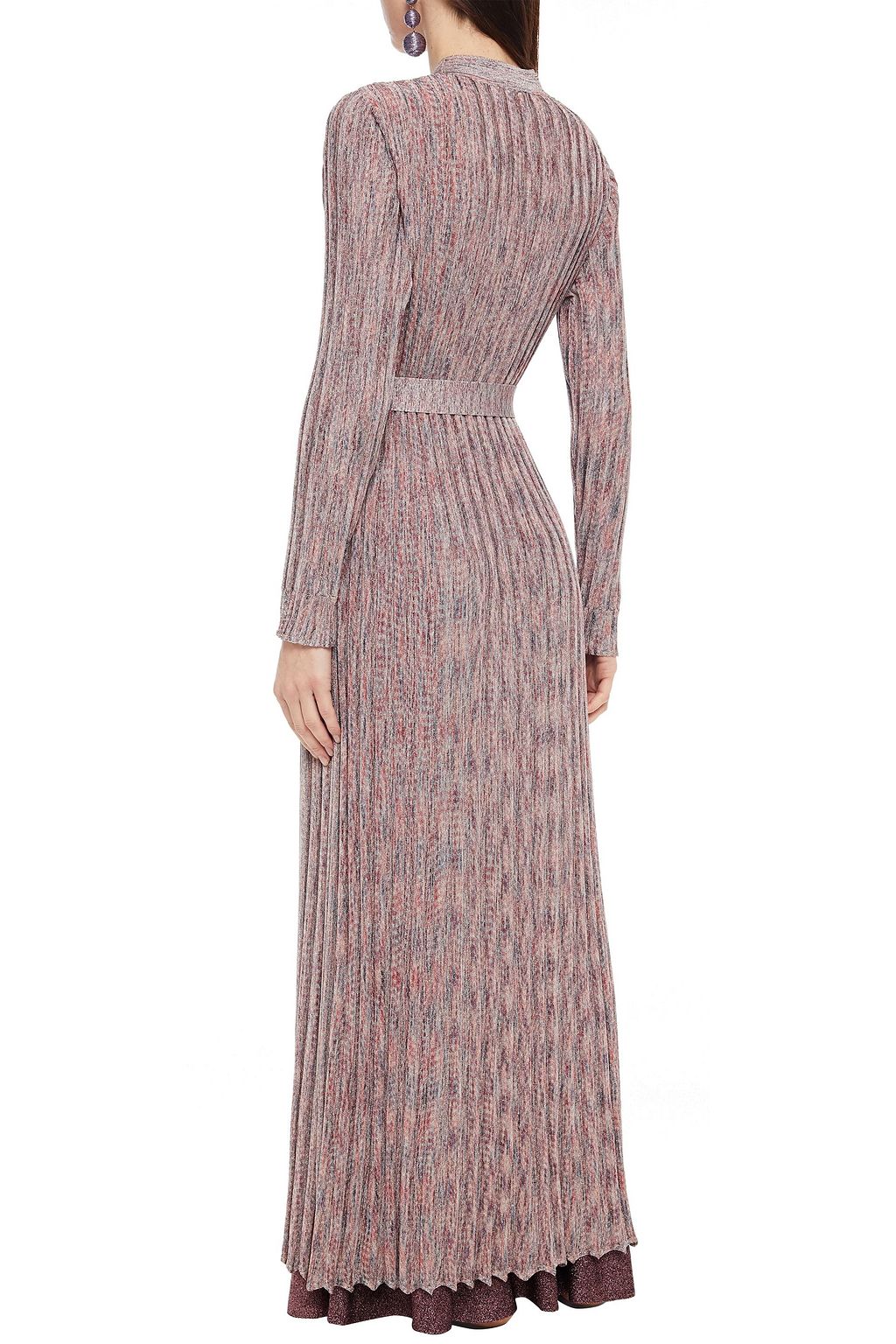 MISSONI Belted metallic ribbed-knit cardigan