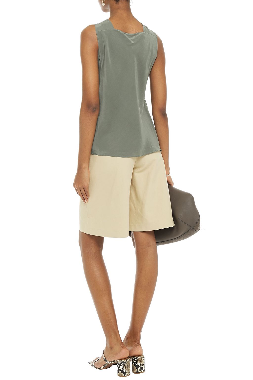 THEORY Twist-front washed-silk top