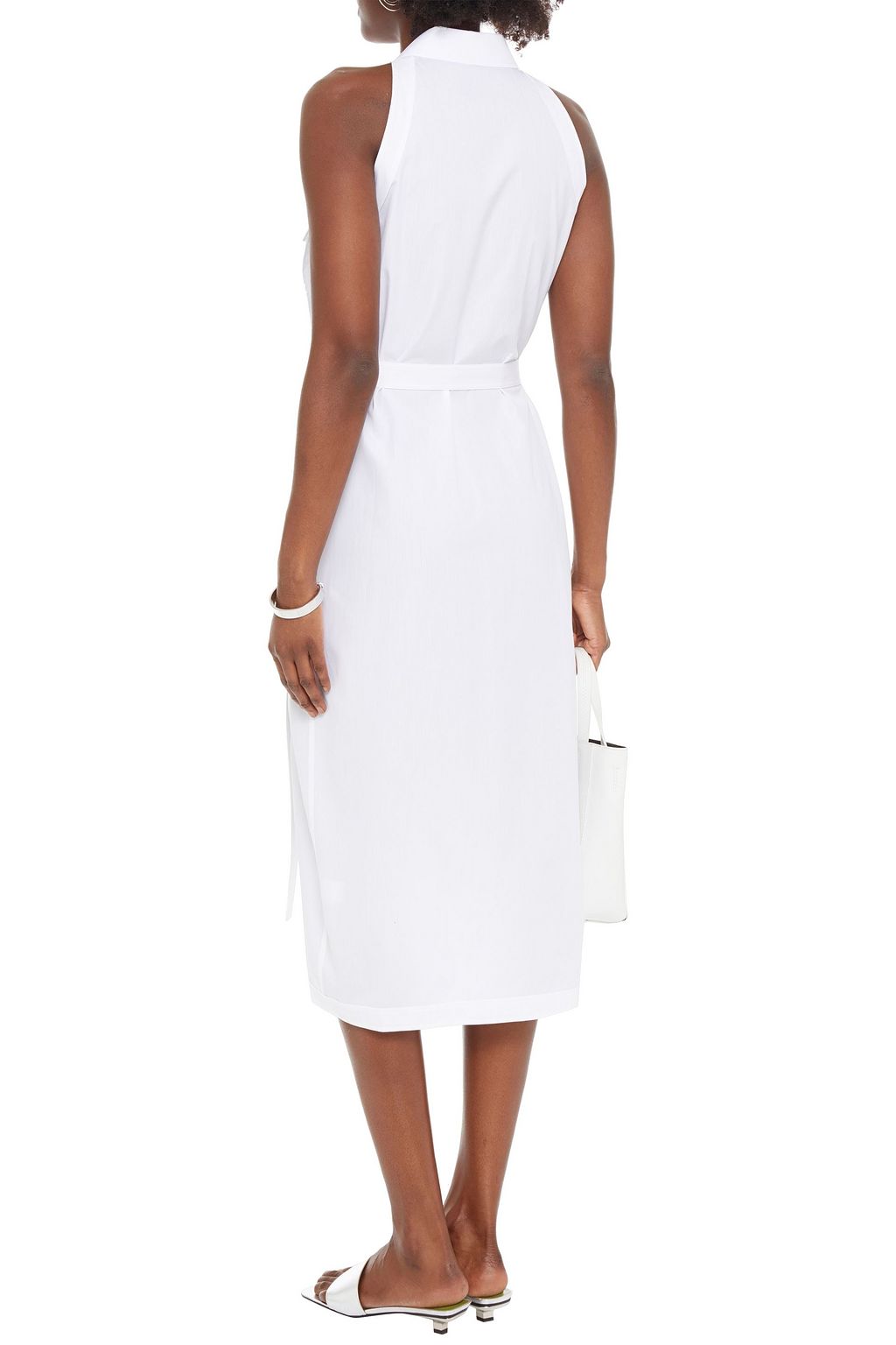 HELMUT LANG Belted cotton-poplin midi shirt dress
