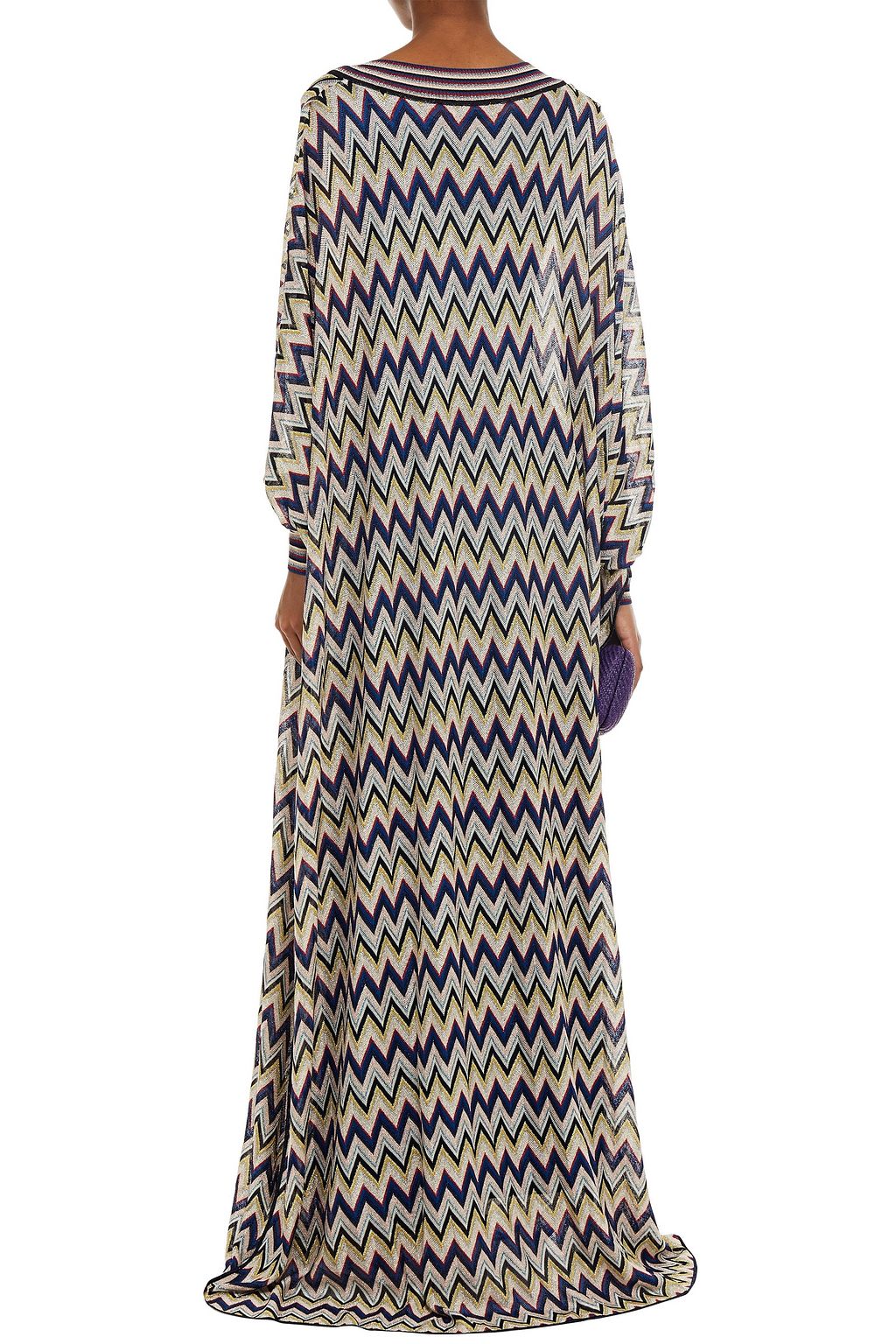 MISSONI Oversized metallic crochet-knit kaftan