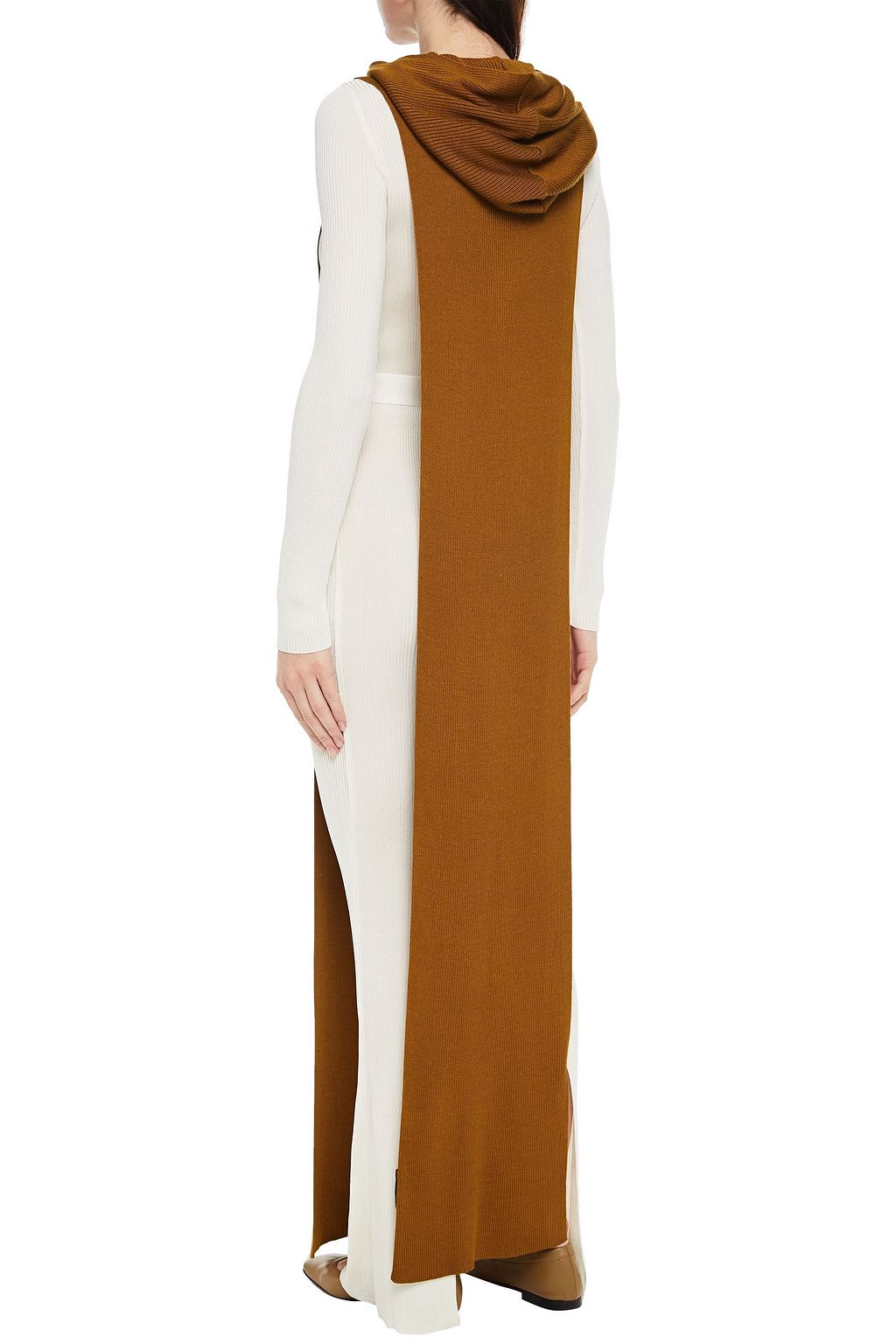 MISSONI Belted layered ribbed-knit hooded maxi dress