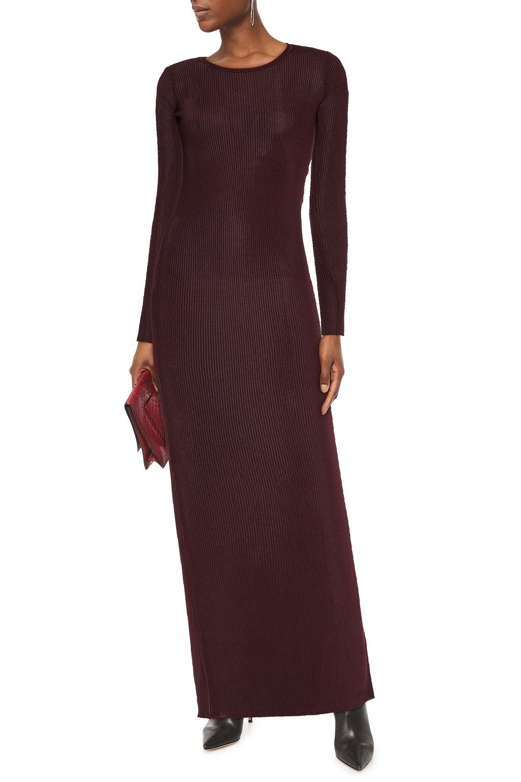 MISSONI Belted layered ribbed-knit hooded maxi dress