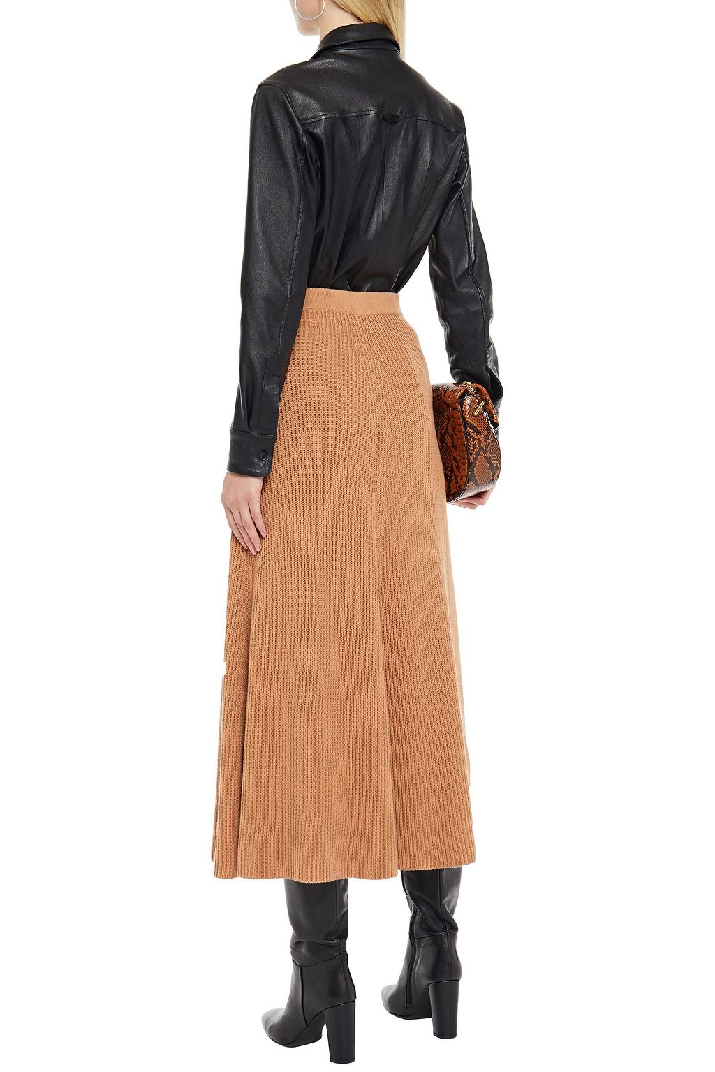 JOSEPH Ribbed cotton midi skirt