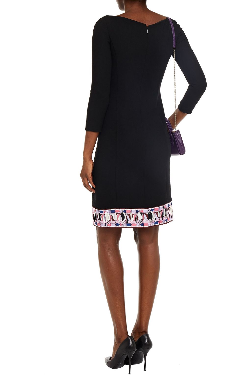 PUCCI Printed twill-trimmed wool-crepe dress