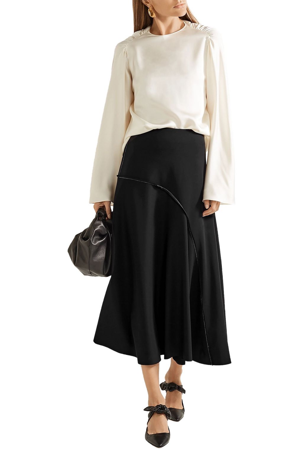THE ROW Chouli paneled stretch-crepe midi skirt