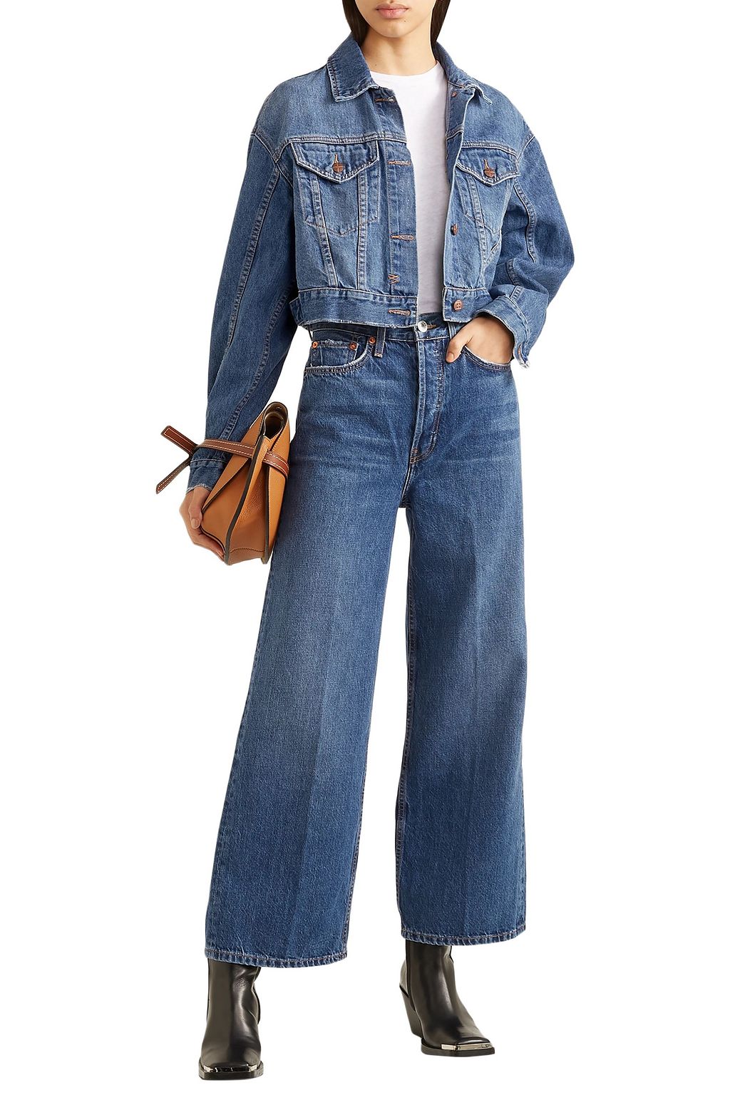 RE/DONE 60s Extreme cropped distressed high-rise wide-leg jeans
