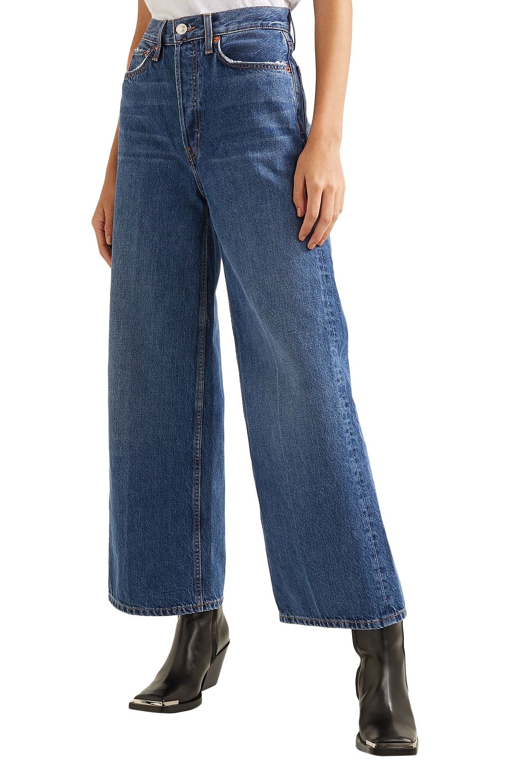 RE/DONE 60s Extreme cropped distressed high-rise wide-leg jeans