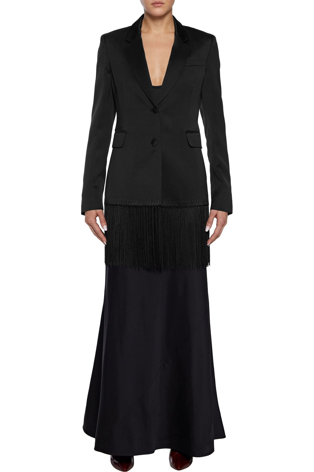 GABRIELA HEARST Jose fringed silk and wool-blend satin blazer