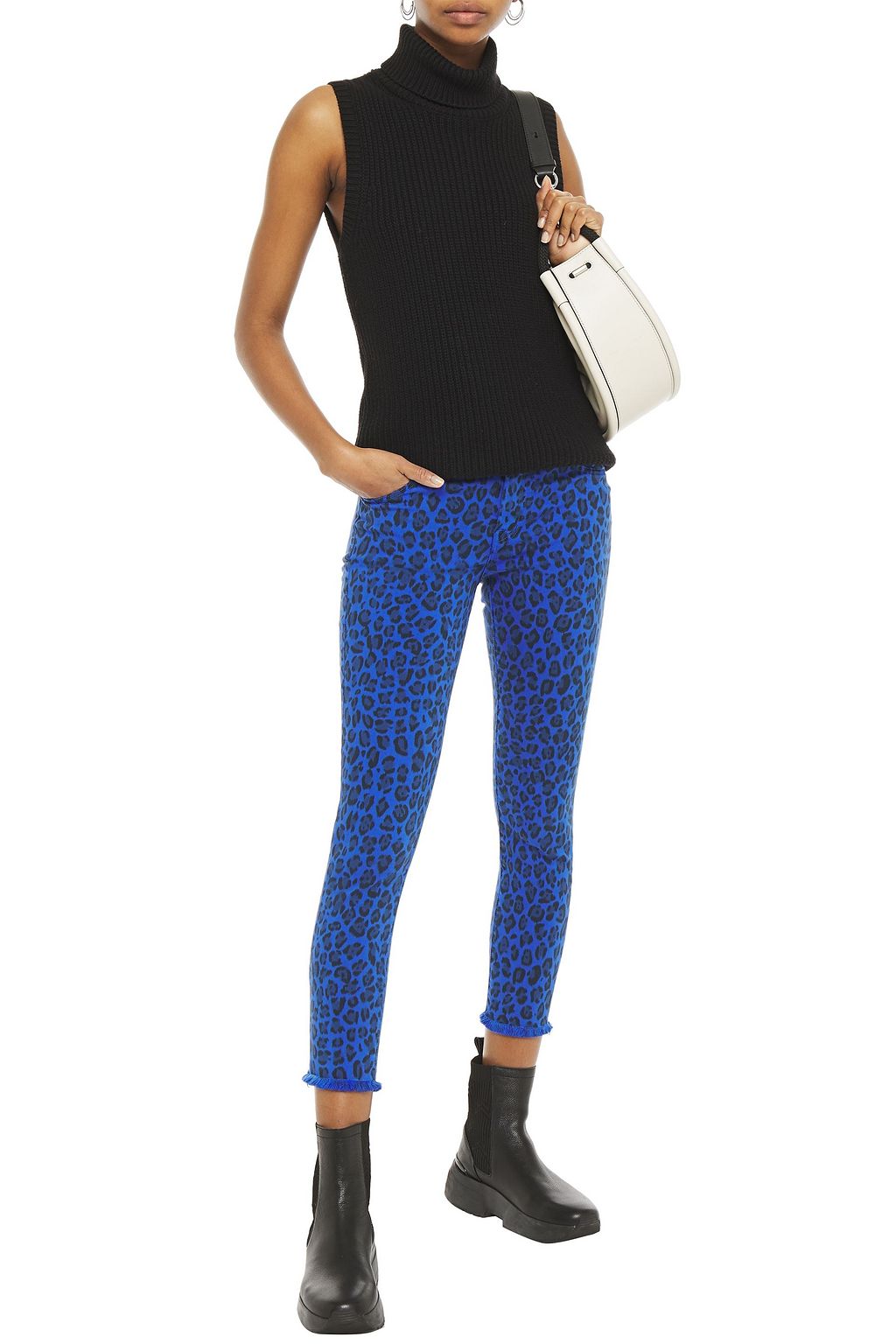 J BRAND Cropped leopard-print high-rise skinny jeans