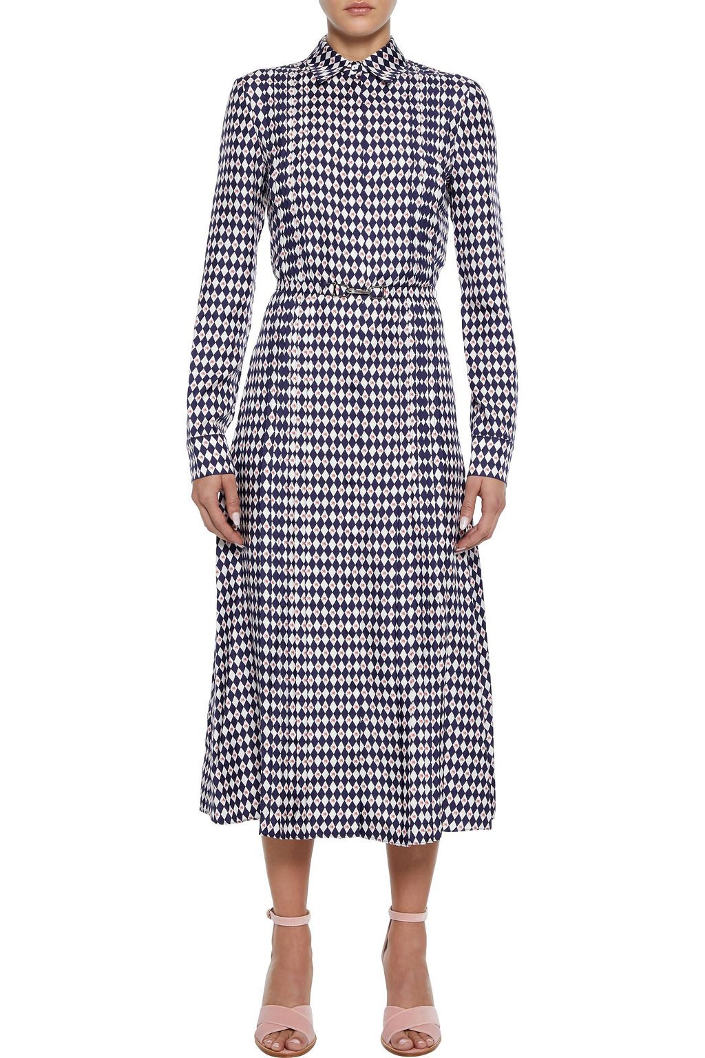 GABRIELA HEARST Jane pintucked printed silk-twill midi shirt dress