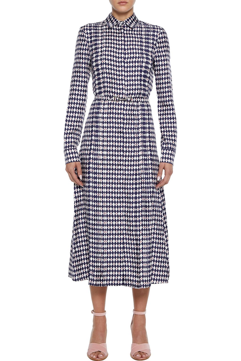 GABRIELA HEARST Jane pintucked printed silk-twill midi shirt dress ...