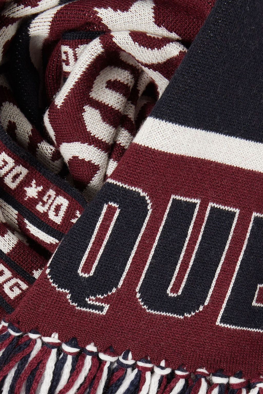 DOLCE&GABBANA Fringed intarsia wool and cashmere-blend scarf
