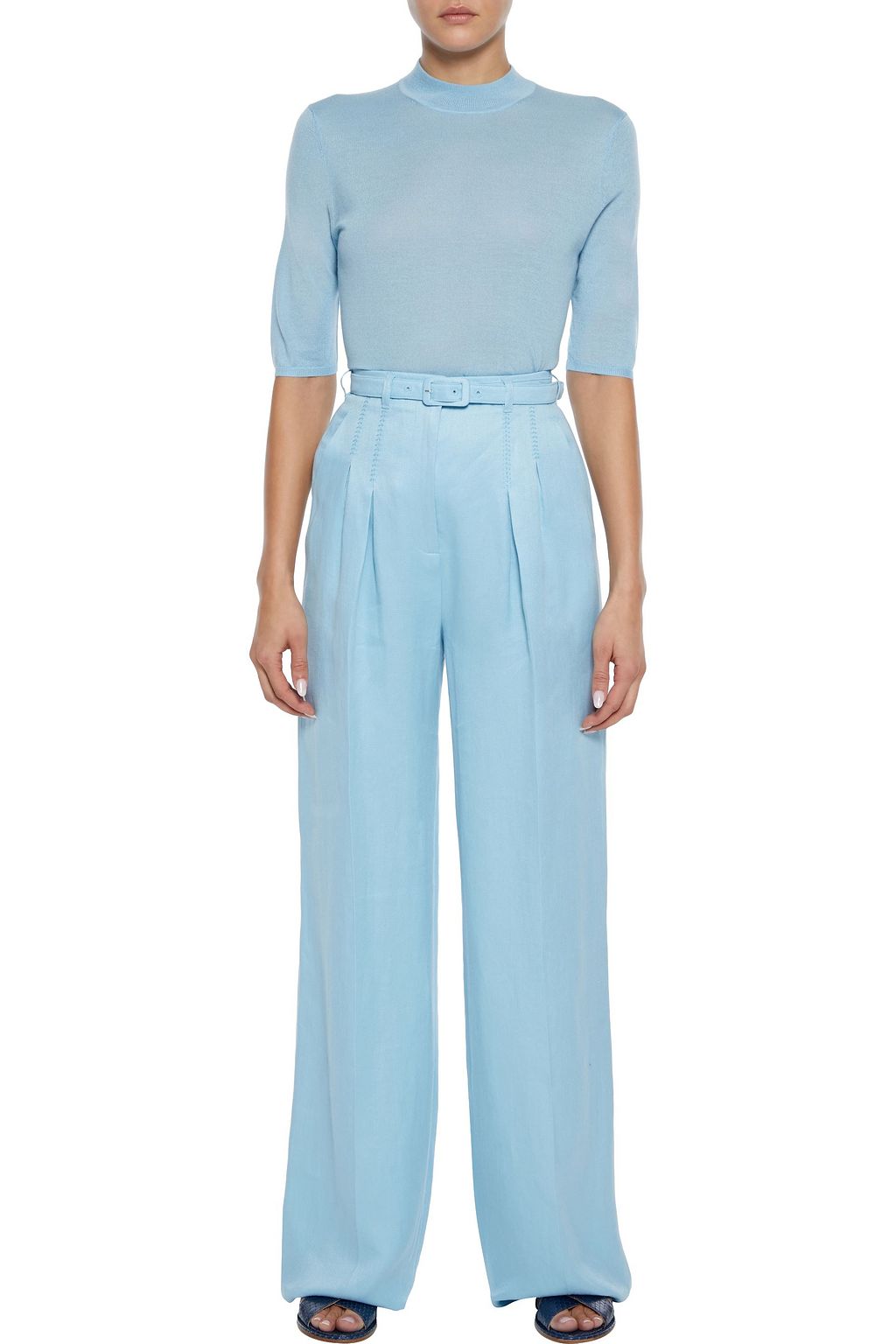 GABRIELA HEARST Belted linen wide-leg pants