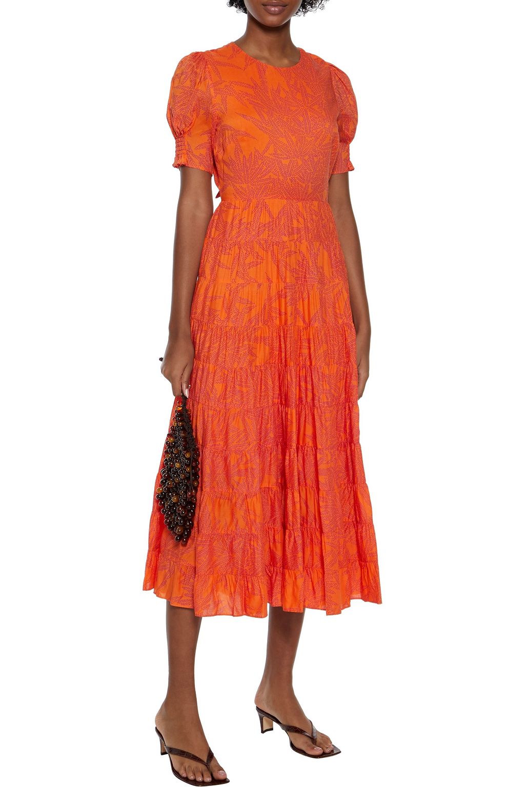 DIANE VON FURSTENBERG Zadie tiered tie-back striped voile midi dress