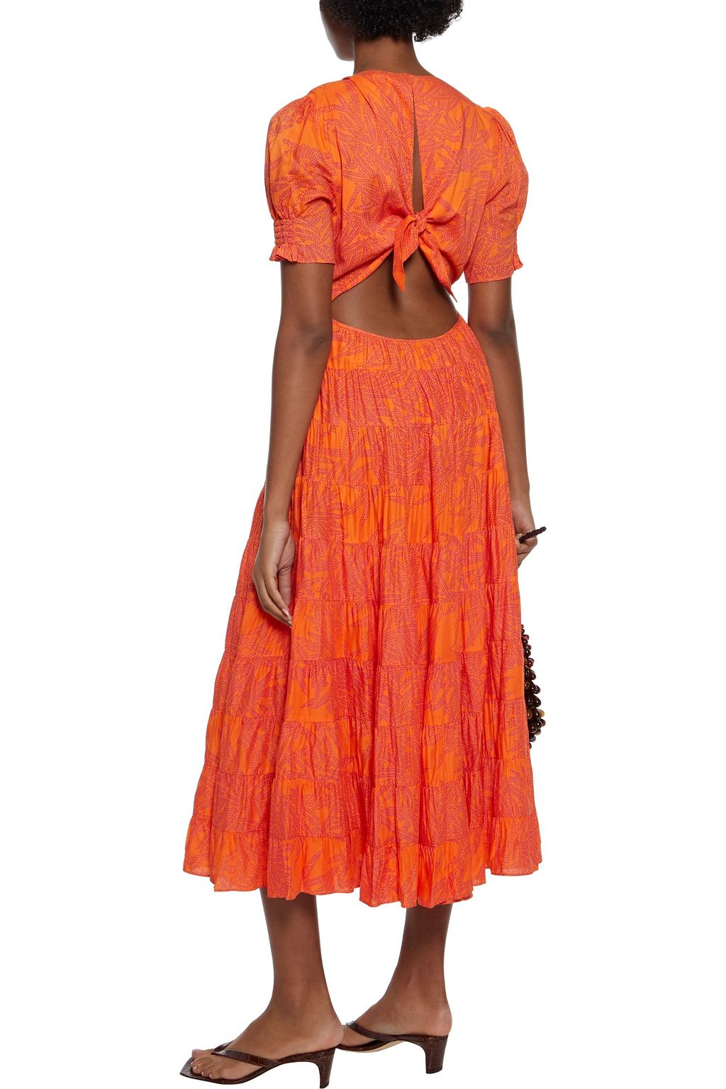 DIANE VON FURSTENBERG Zadie tiered tie-back striped voile midi dress