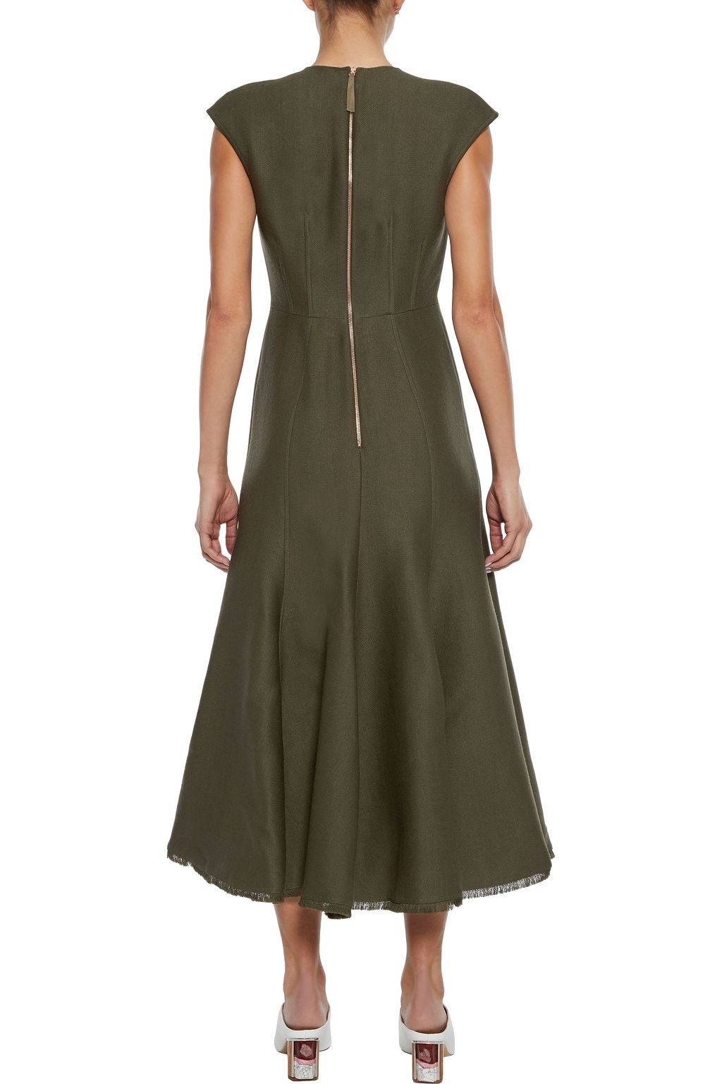 GABRIELA HEARST Crowther frayed wool and silk-blend midi dress