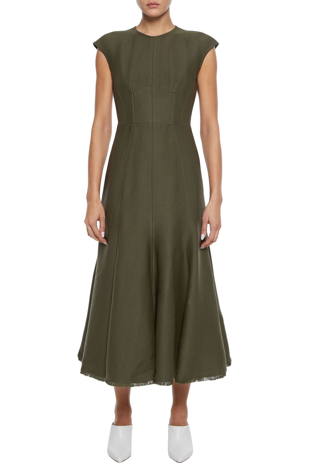 GABRIELA HEARST Crowther frayed wool and silk-blend midi dress