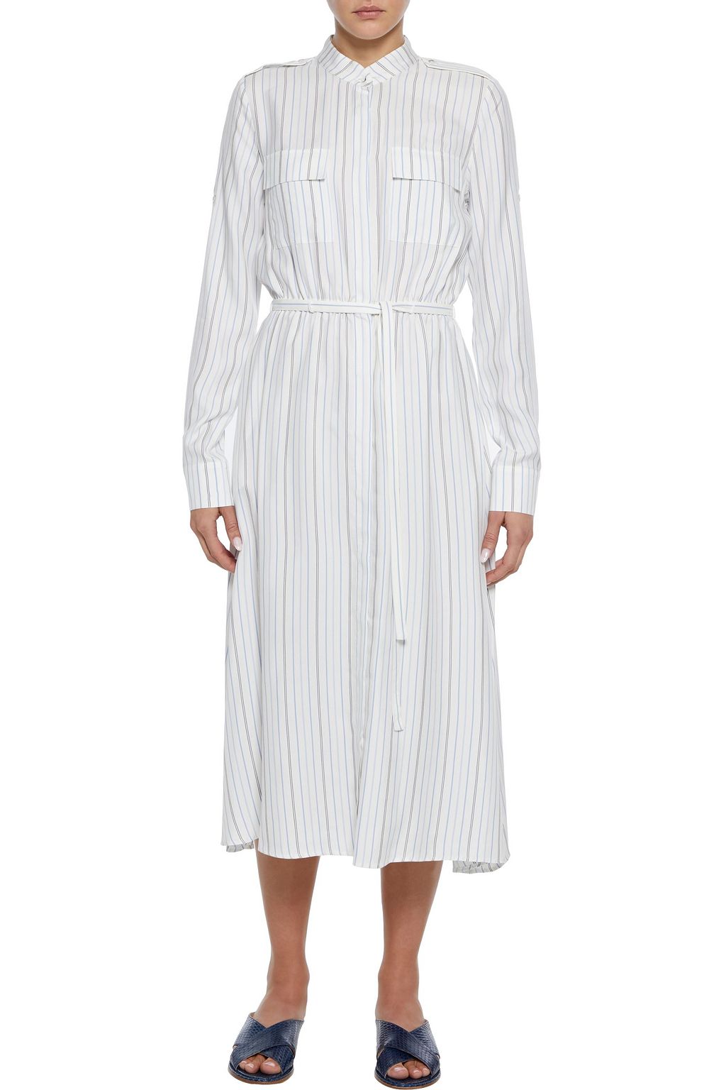 GABRIELA HEARST Terrell pinstriped silk-twill midi shirt dress