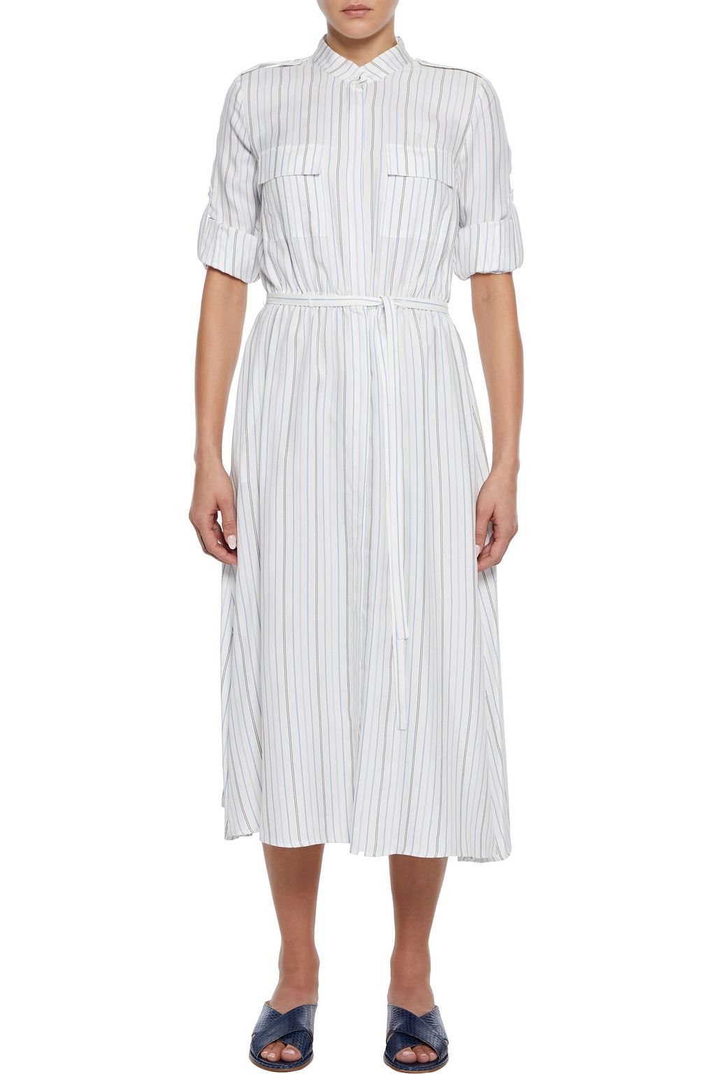 GABRIELA HEARST Terrell pinstriped silk-twill midi shirt dress