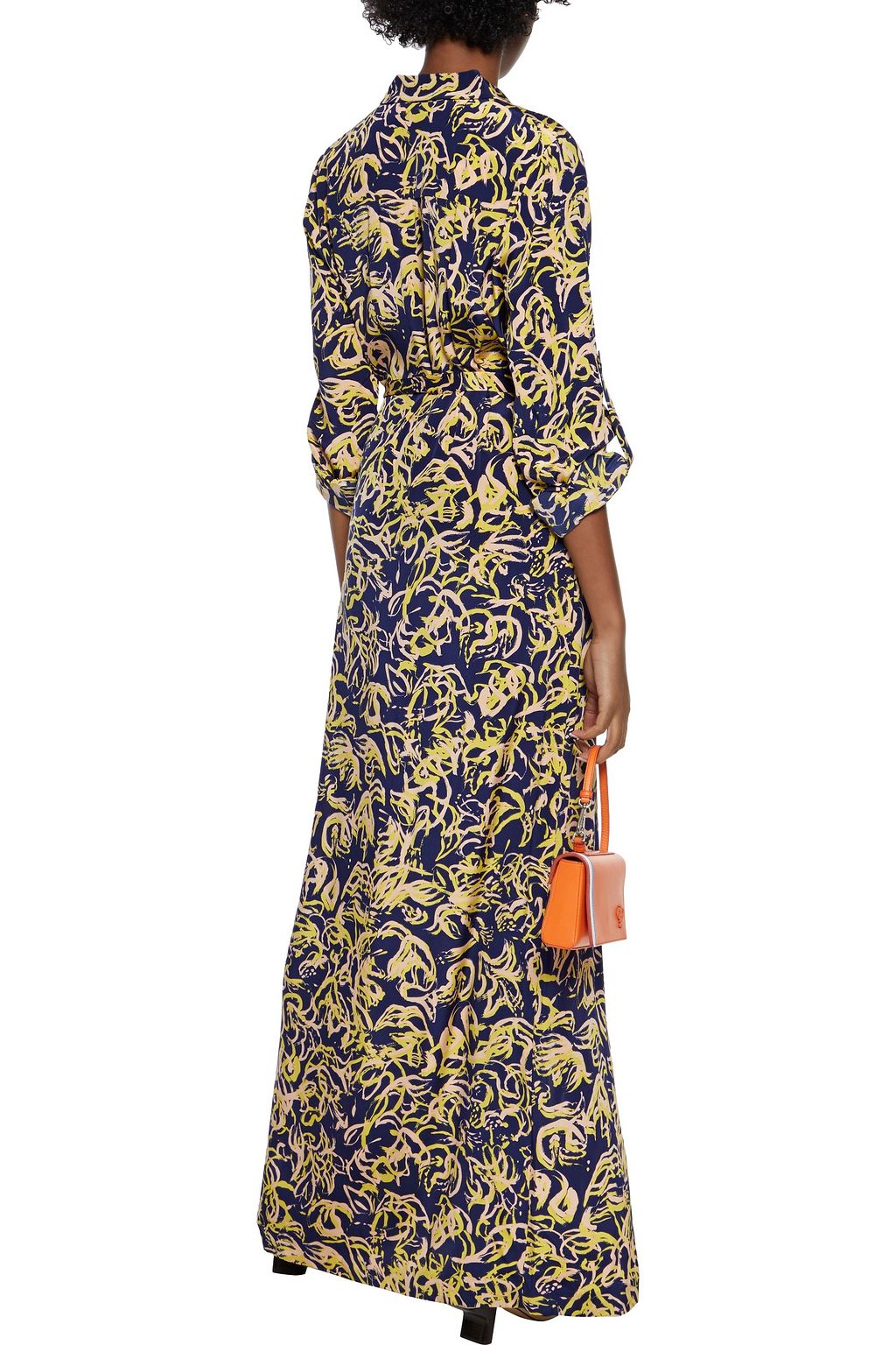 DIANE VON FURSTENBERG Amina belted printed silk crepe de chine maxi shirt dress