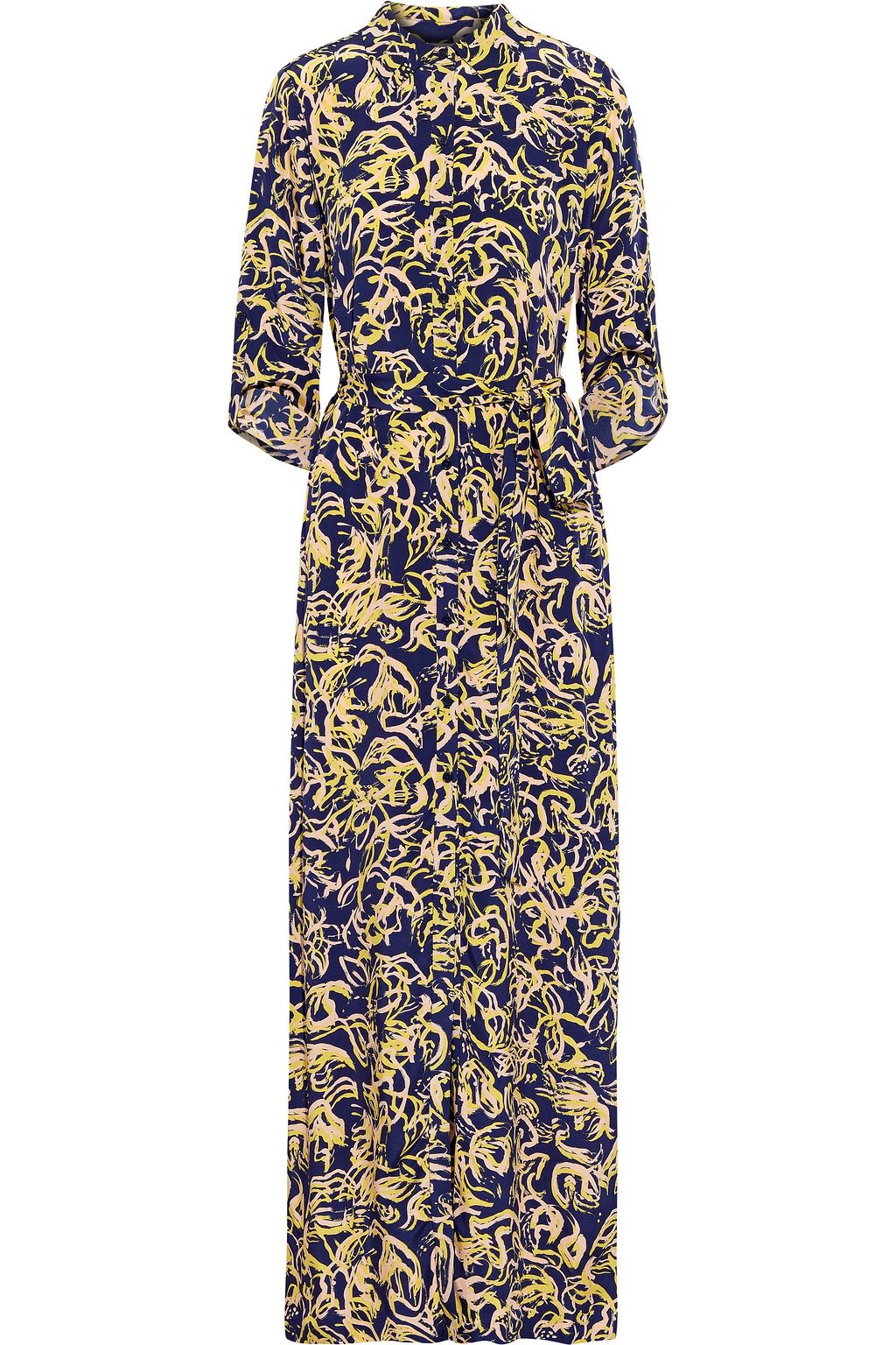 DIANE VON FURSTENBERG Amina belted printed silk crepe de chine maxi ...