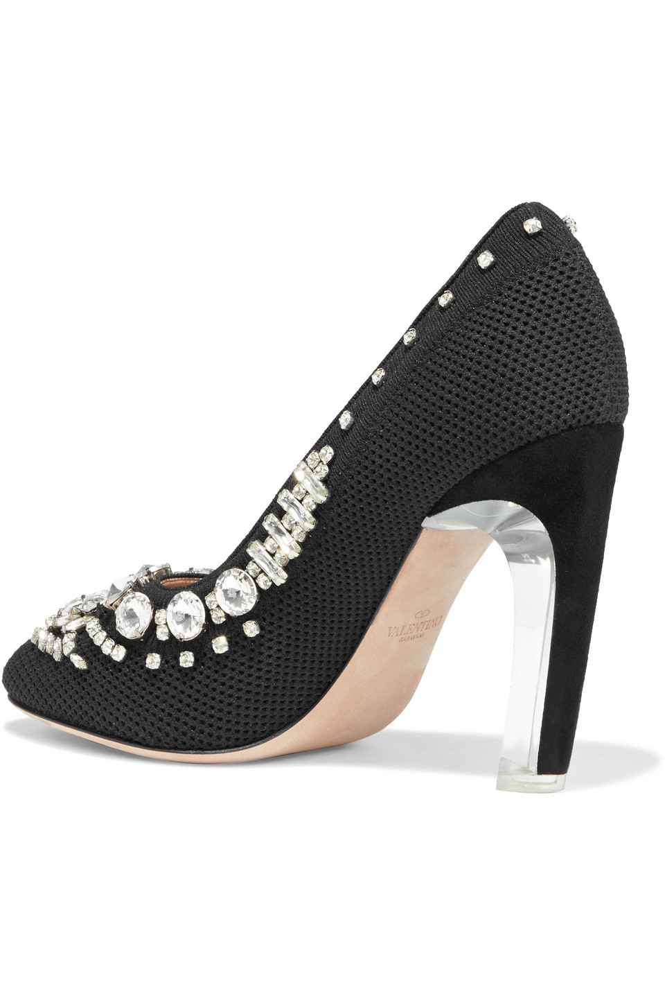 Click to view more detailed imagery on our partner's website Valentino Garavani Crystal-embellished Mesh Pumps In Black