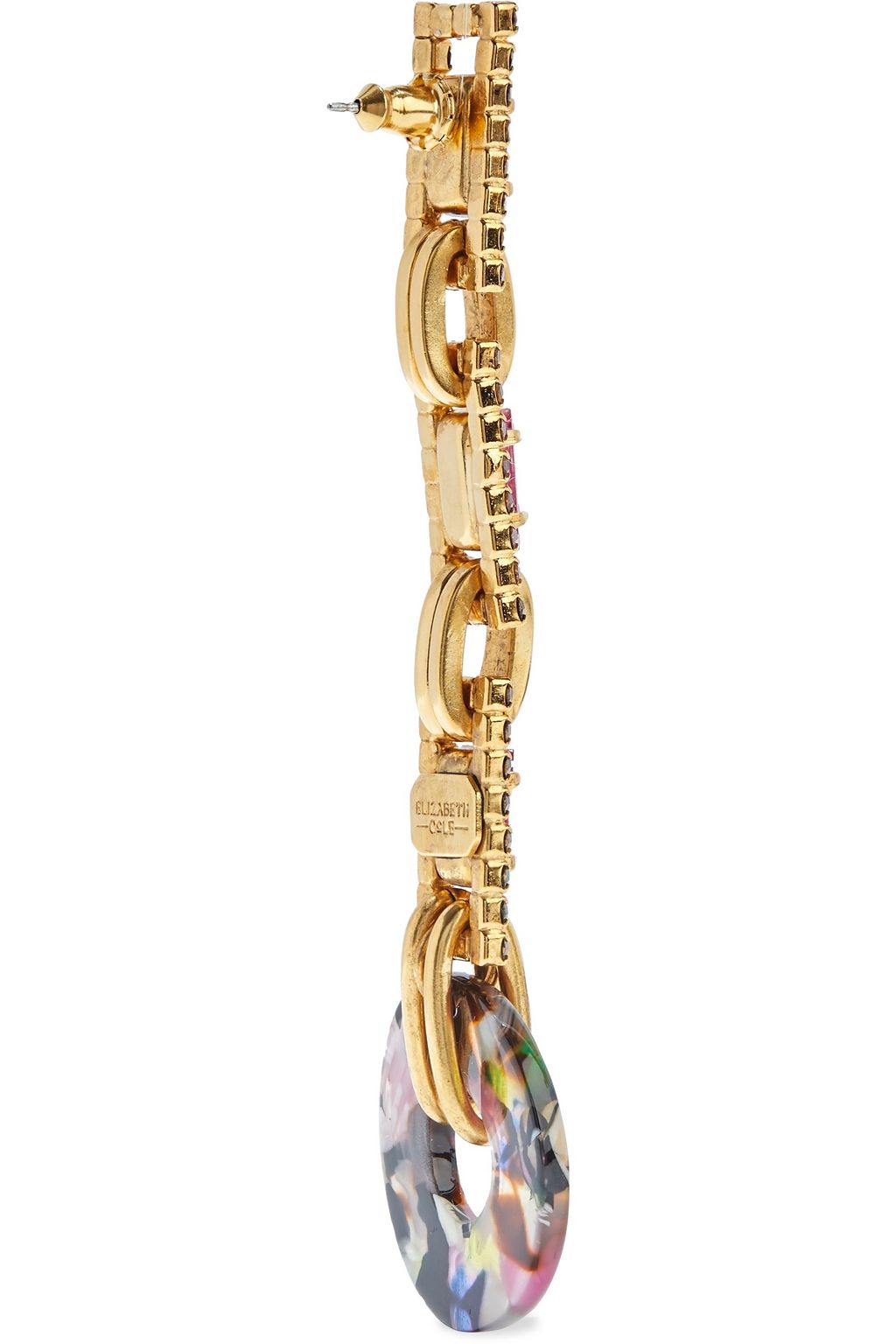 ELIZABETH COLE Hannahlee 24-karat gold-plated, crystal and marbled acetate earrings