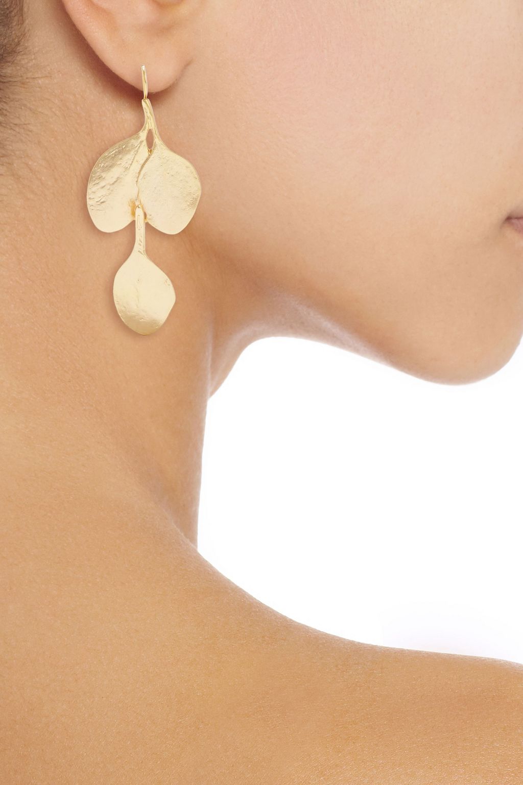 KENNETH JAY LANE Hammered 24-karat gold-plated earrings