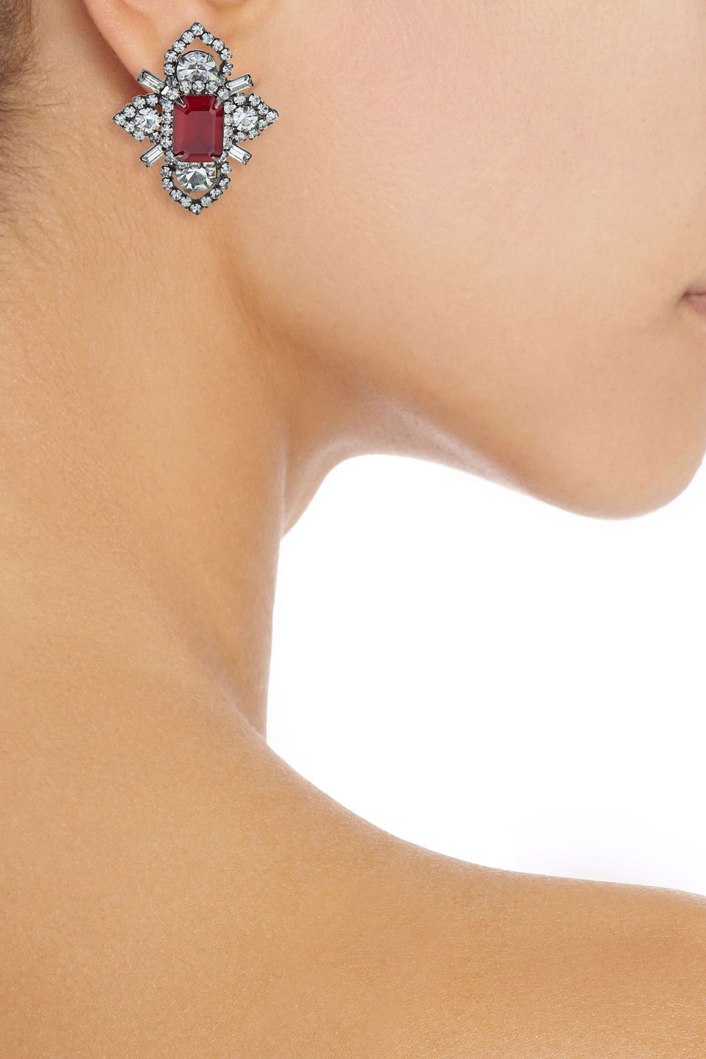 ELIZABETH COLE Annabeth hematite-plated Swarovski crystal earrings