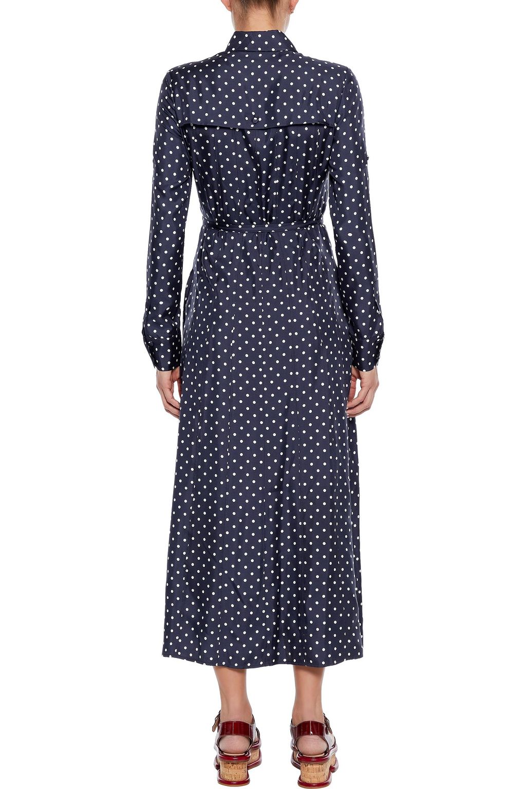 GABRIELA HEARST Descartes belted polka-dot silk-twill midi shirt dress
